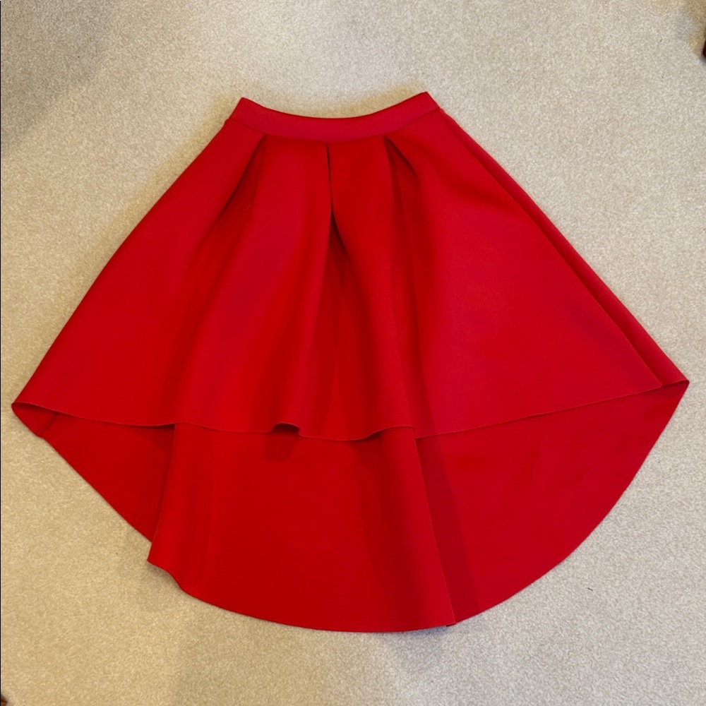 San Joy Vibrant Red High-Low Skirt